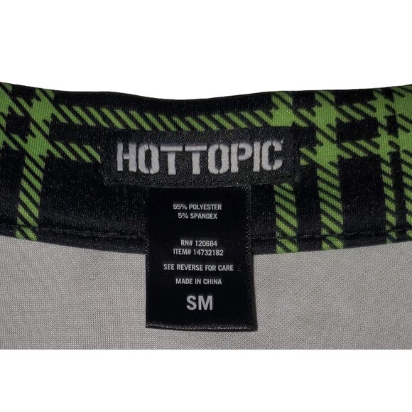 Hot Topic Green Black Plaid Zipper Short Skirt with pockets, Womens Size SM - Picture 4 of 4